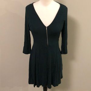 Green zip front dress
